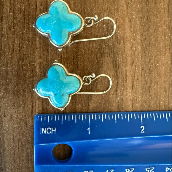 Barse Clover Turquoise Sterling Sliver Earrings - Picture 5 of 6